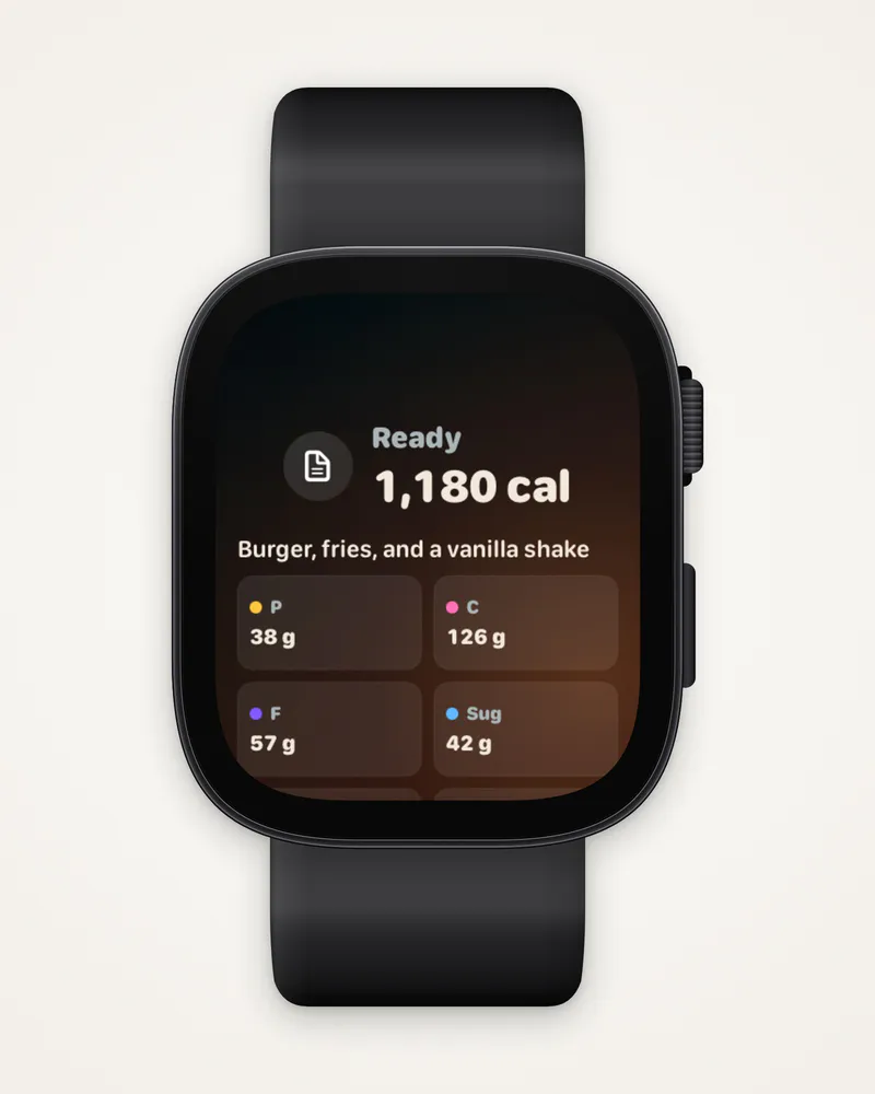The review: 1,180 cal for a burger, fries and a vanilla shake, with its macros