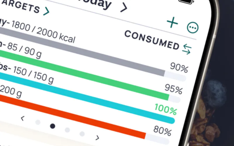 Cronometer app dashboard showing daily nutrition targets and micronutrient tracking