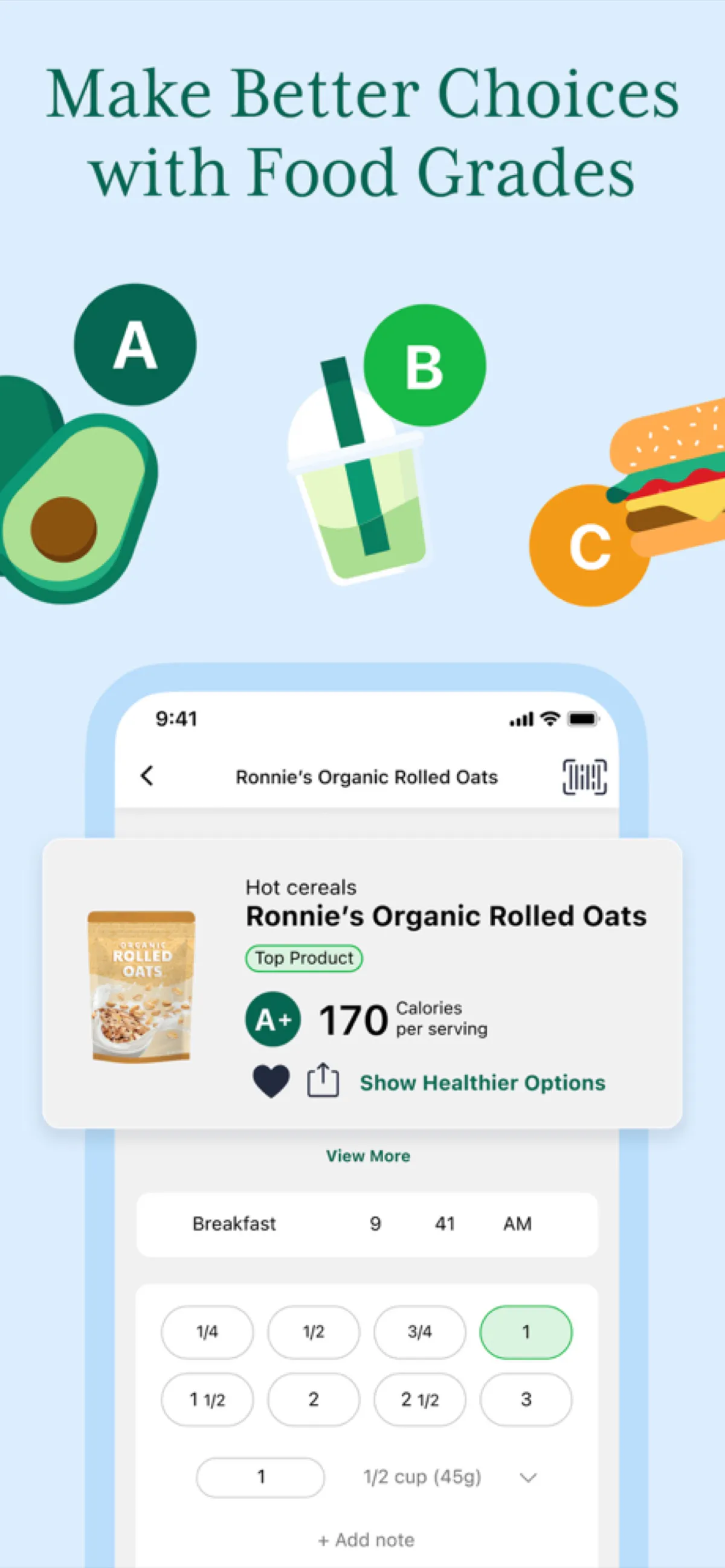 Fooducate app food grading feature