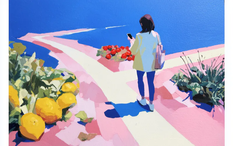 Artistic illustration comparing three calorie tracking approaches with food and technology elements on a blue surface