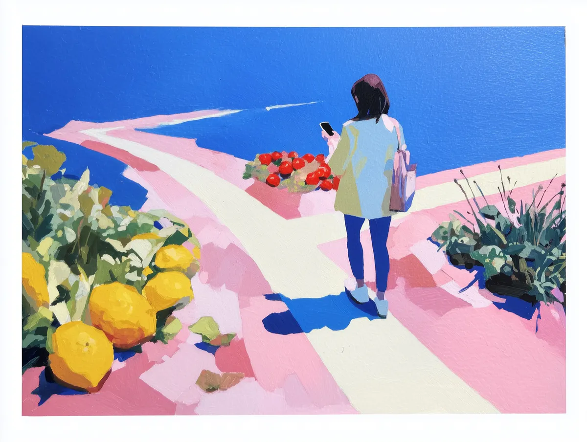 Artistic illustration comparing three calorie tracking approaches with food and technology elements on a blue surface