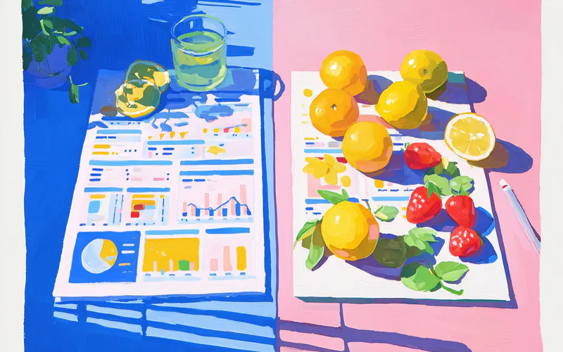 Artistic illustration comparing Cronometer and Amy Food Journal nutrition tracking apps
