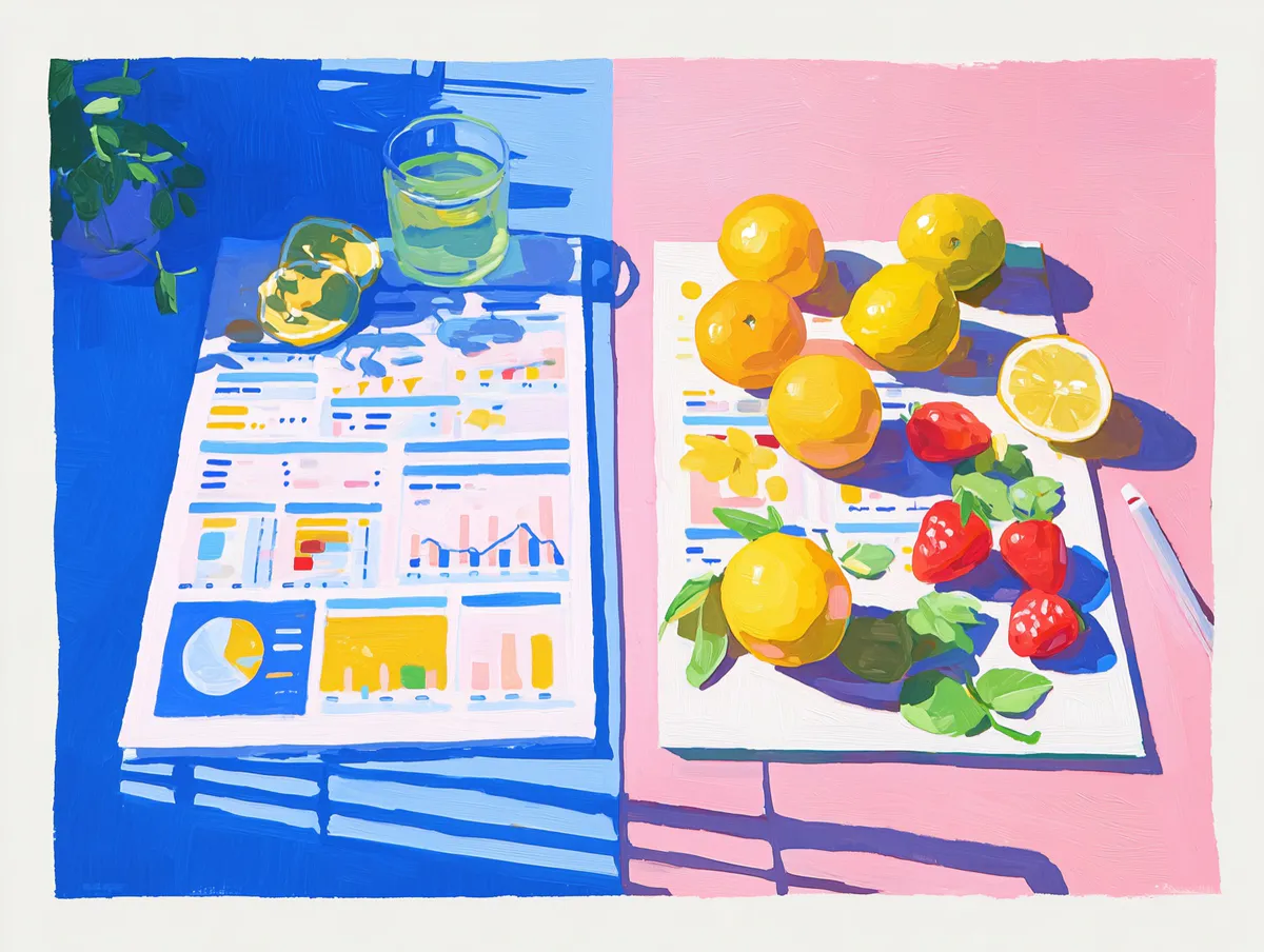 Artistic illustration comparing Cronometer and Amy Food Journal nutrition tracking apps